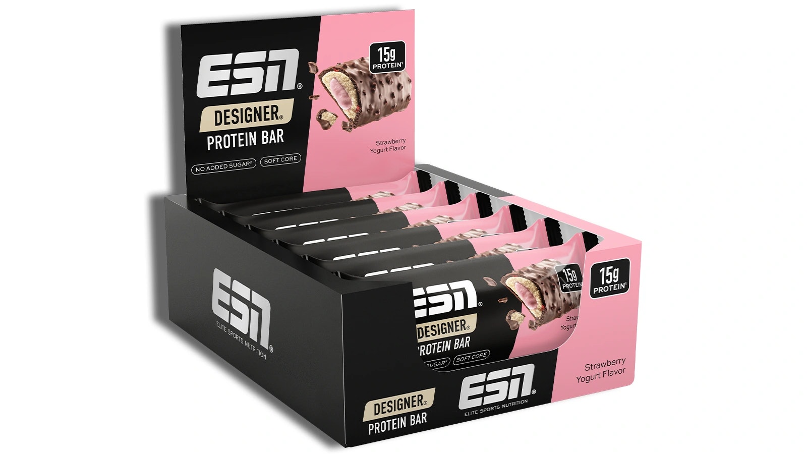 Eine Box voller ESN Designer Bars.