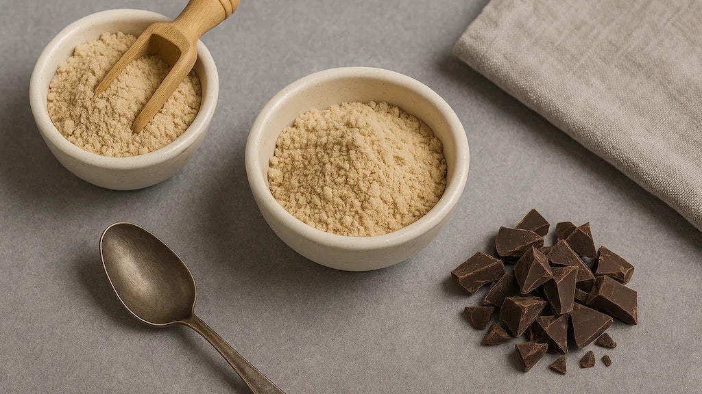 Ein Bild von den Zutaten für einen Protein Pudding.