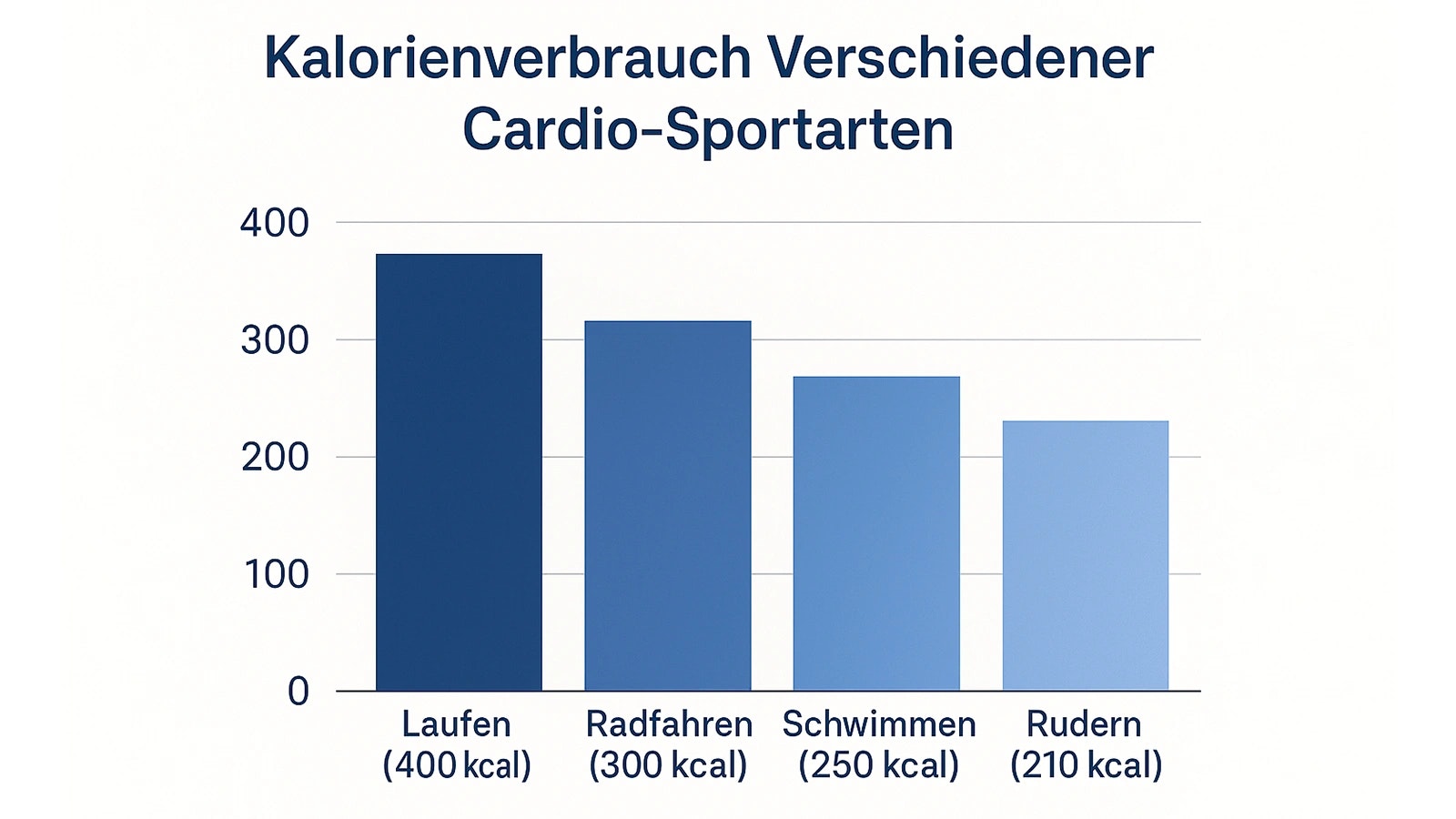 Eine Grafik, welche den Kalorienverbrauch verschiedener Cardio Arten vergleicht.