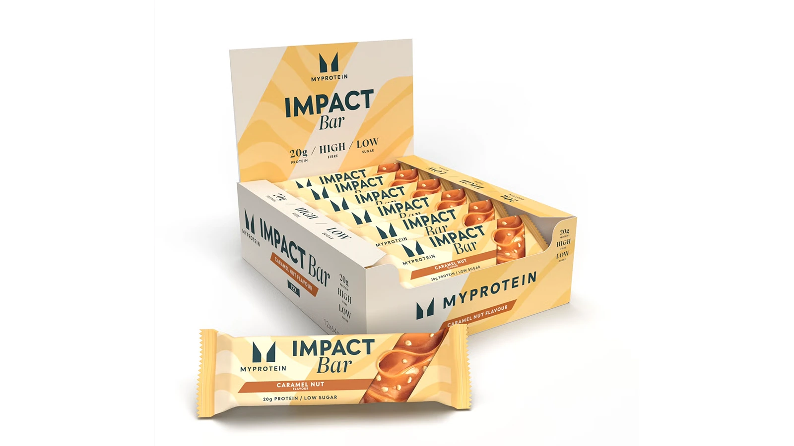 Produktbild einer Packung voller Impact Bars von MyProtein.