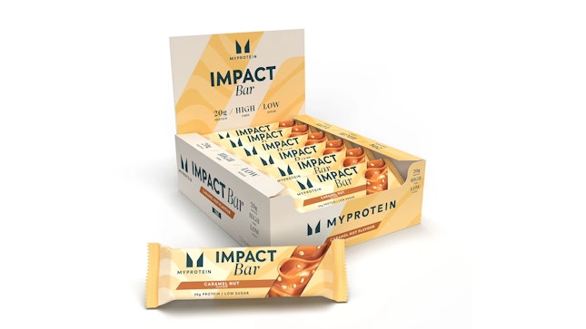 Produktbild einer Packung voller Impact Bars von MyProtein.