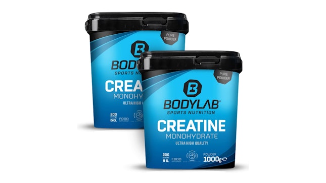 Produktbilder zweier Dosen mit Kreatin von BodyLab.