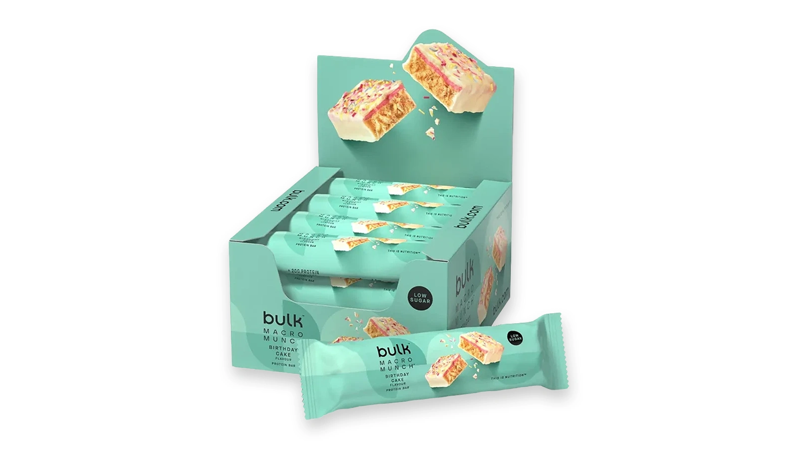 Produktbild von einer Packung mit Macro Munch Bars von Bulk.