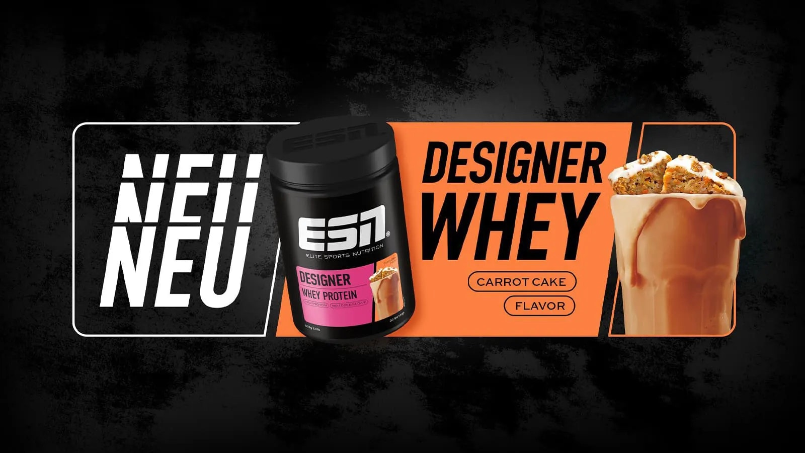 ESN Designer Whey "Carrot Cake" im Review. Bild, was das ESN Designer Whey "Carrot Cake" in Szene setzt.