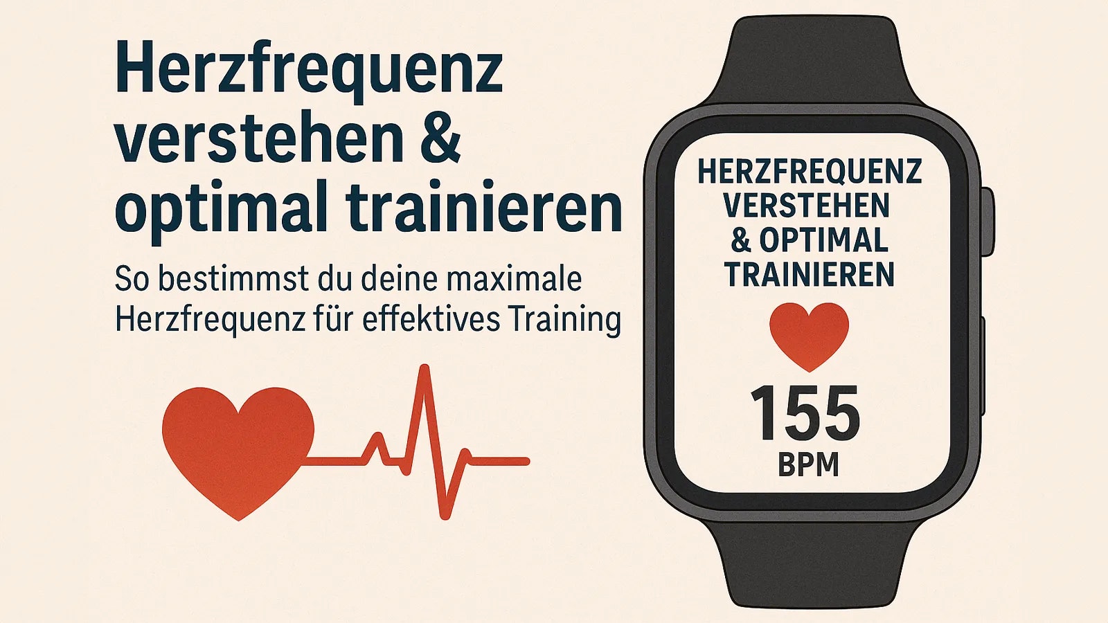 Zeichnung einer Smart Watch, welche den Herzschlag anzeigt.