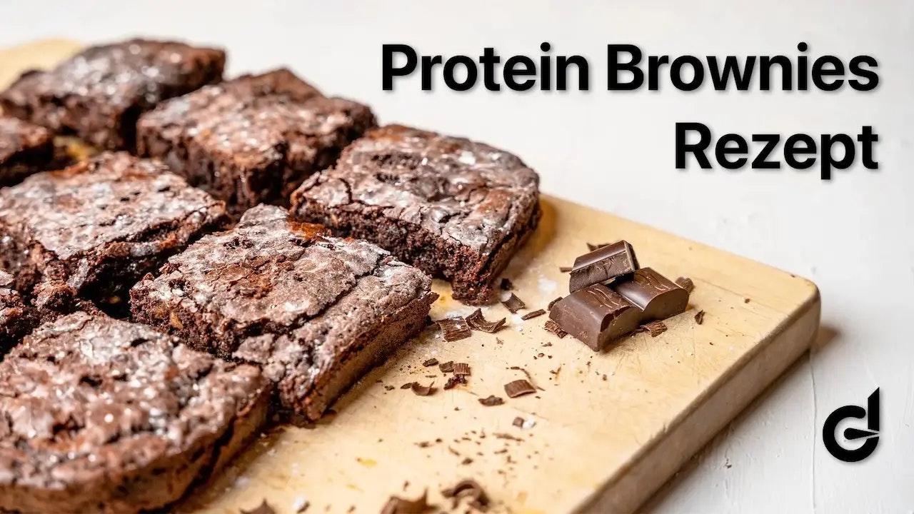 Protein Brownies selber machen - Bild von mehreren Brownies auf einem Brett.