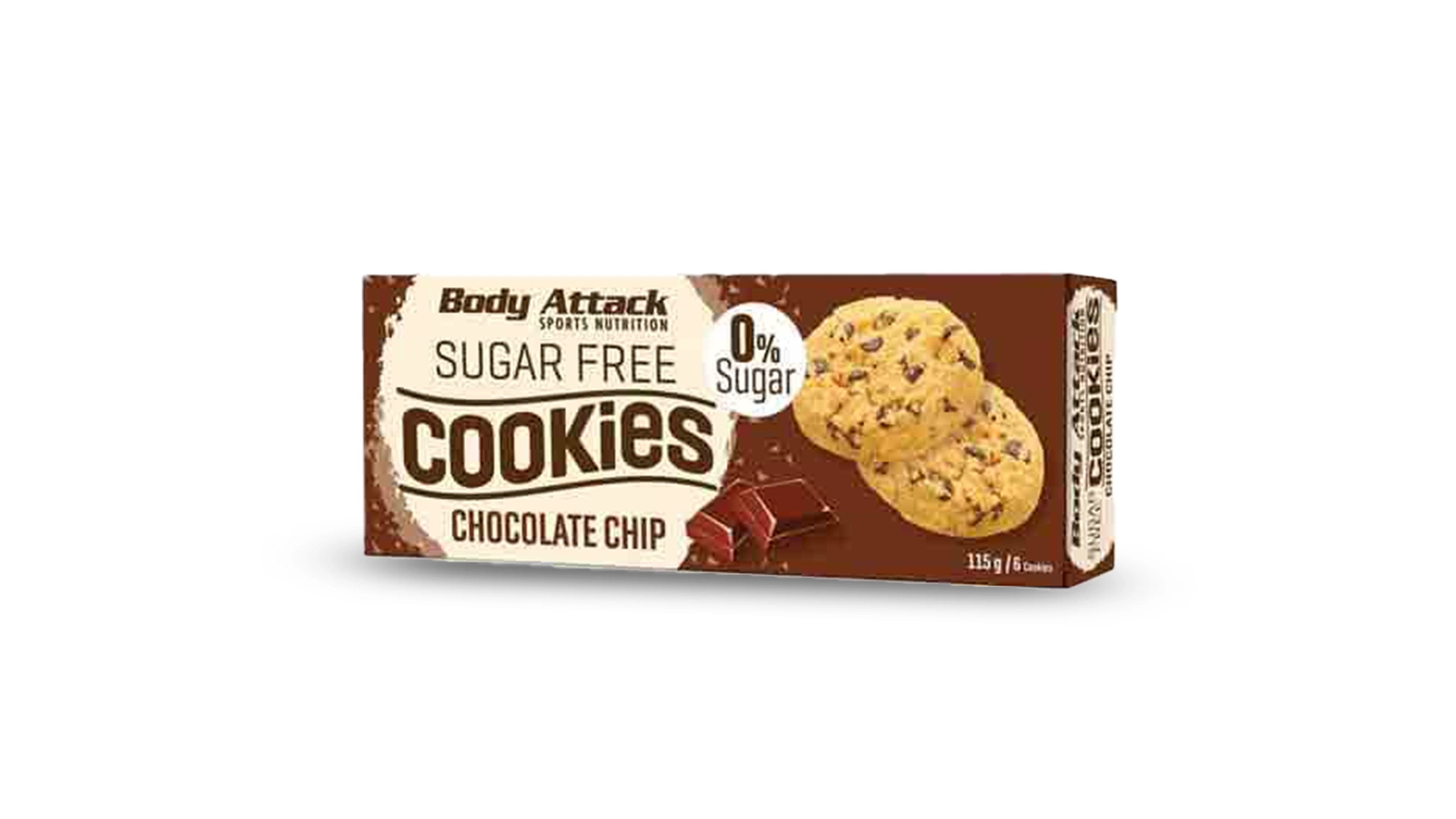 Produktbild von einer Packung mit Sugar Free Cookies von Body Attack.