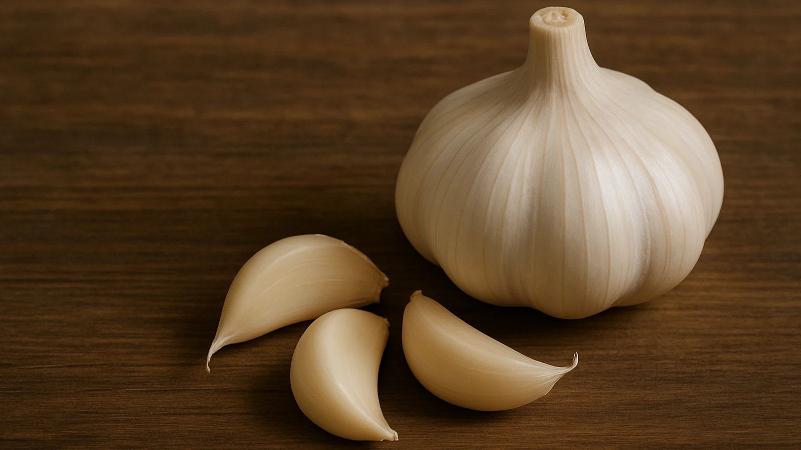 Ist Knoblauch gesund? Bild von einer Knolle und mehreren Zehen.