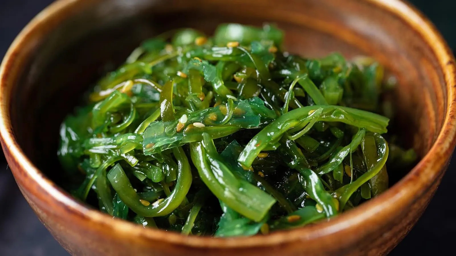 Bild von einer Schüssel voller Wakame Algen.