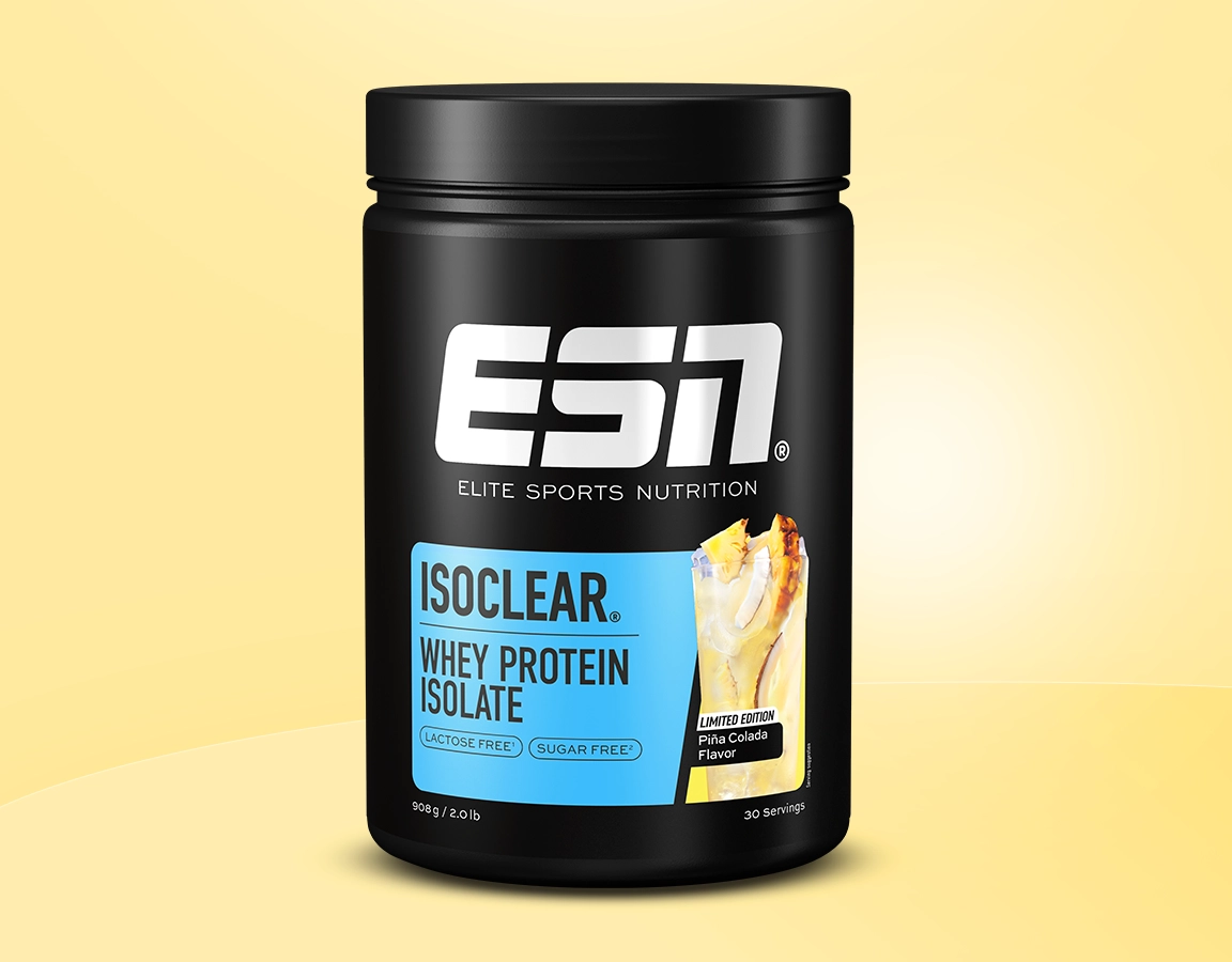 Produktbild vom neuen ESN Isoclear Pina Colada Flavor.