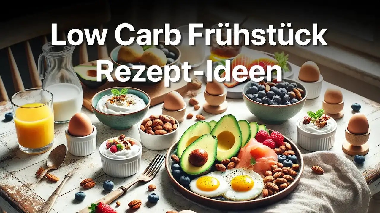 Rezepte für ein Low Carb Frühstück - Ein Tisch gedeckt mit einem gesunden Frühstück.