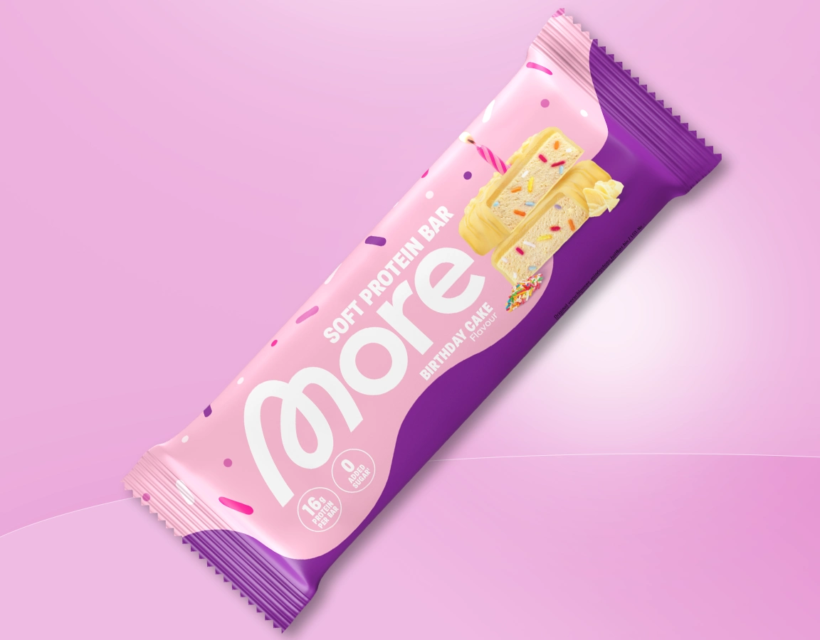 Produktbild vom More Soft Protein Bar "Birthday Cake Flavour".