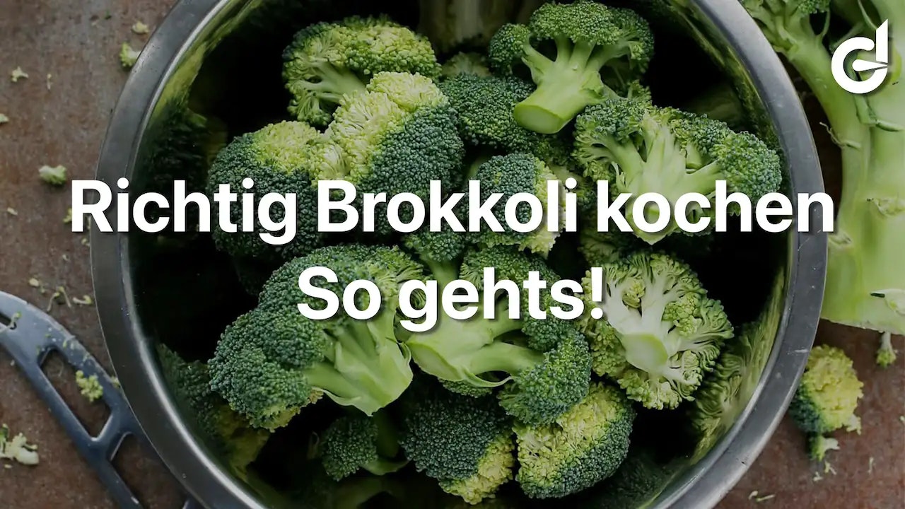 Überschrift und ein Bild von einem Topf voller Brokkoli.