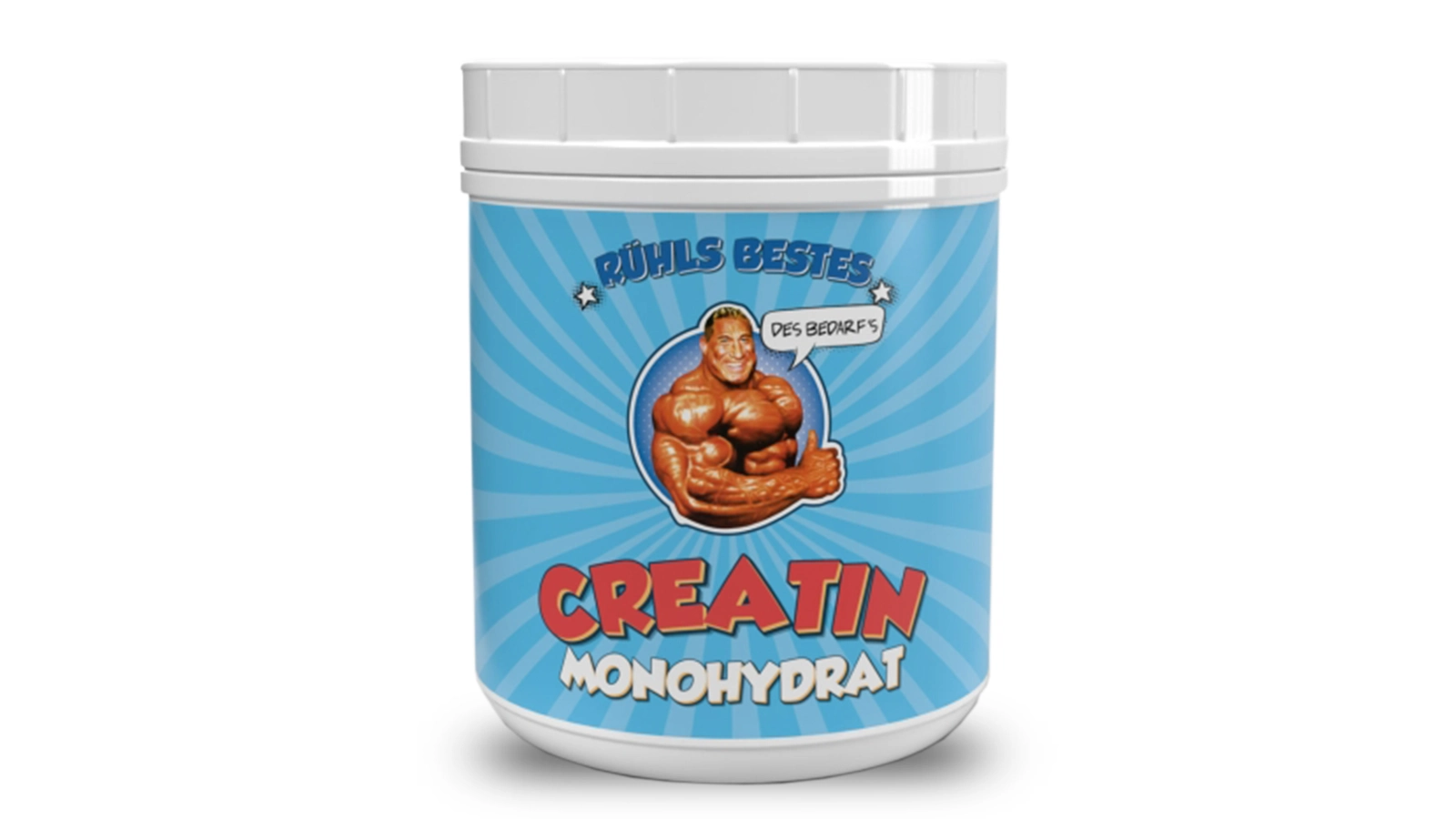 Produktbild einer Dose mit Kreatin Monohydrat von Rühls Bestes.