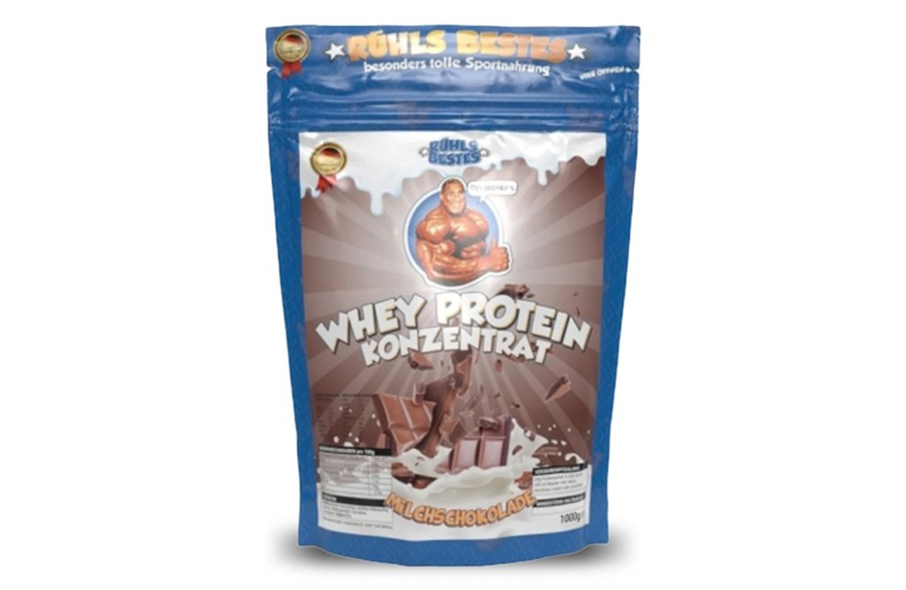 Produktbild einer Tüte Whey Protein Konzentrat von Rühls Bestes.