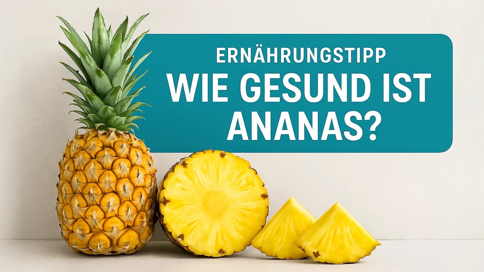 Wie gesund ist Ananas? Bild von einer Ananas und ein Paar Fruchtscheiben.
