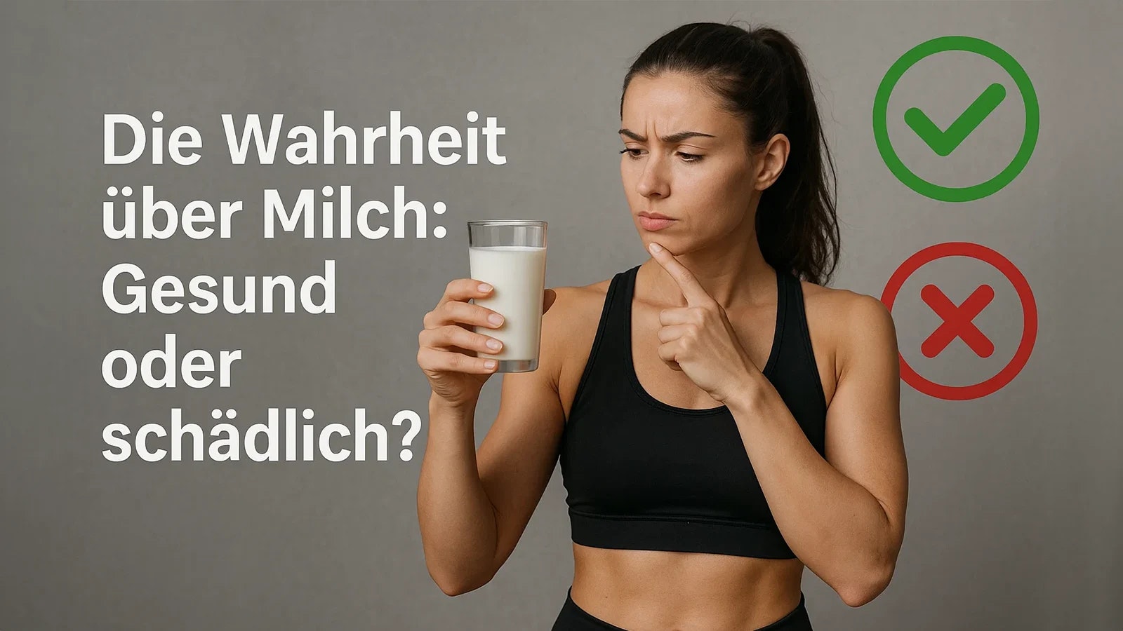 Ist Milch gesund? Bild von einer Frau mit einem Milchglas in der Hand.