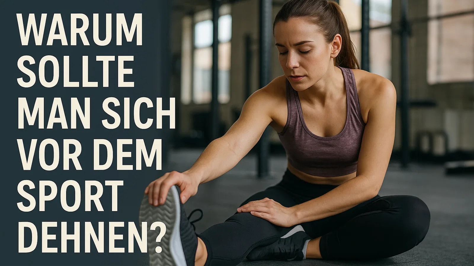 Bild einer Frau, die sich vor dem Sport dehnt.