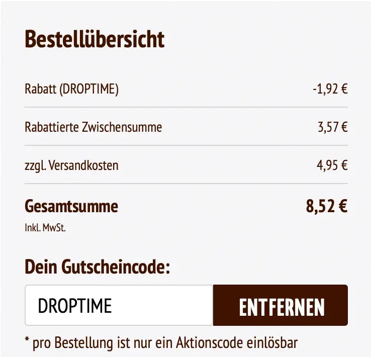 Rabattcode anwendung vom Achterhof