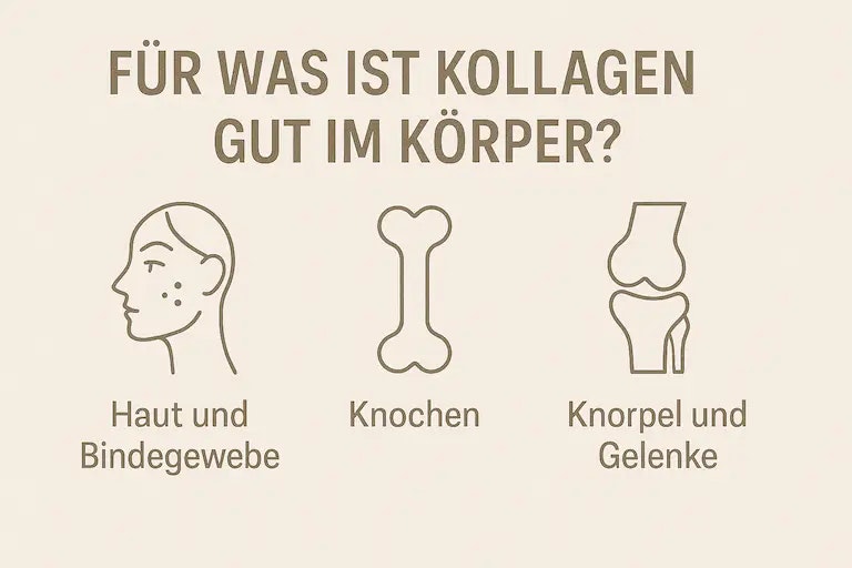 Für was ist Kollagen gut im Körper?Haut und Bindegewebe, Knochen, Knorpel und Gelenke