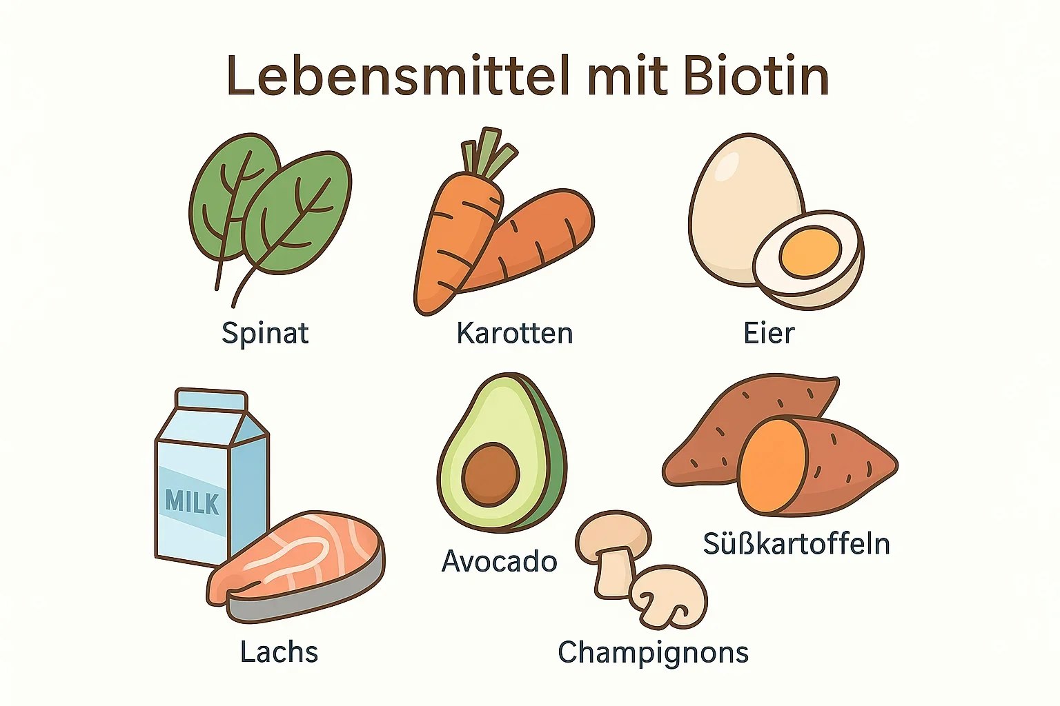 Darstellung einiger Lebensmittel mit Biotin.