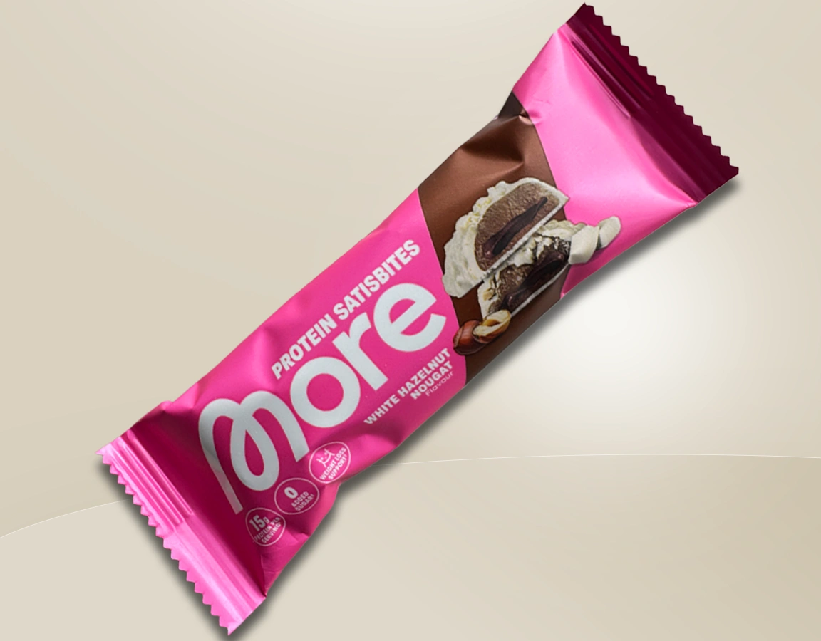 More Protein Satisbites "White Hazelnut Nougat" Produktbild.