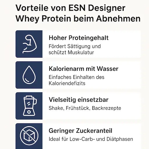 Grafik die zeigt wie designer whey beim abnehmen hilft