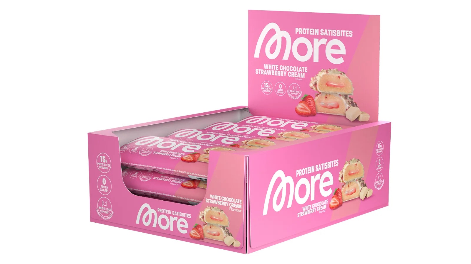 More Protein Satisbites "White Chocolate Strawberry Cream" Produktbild.