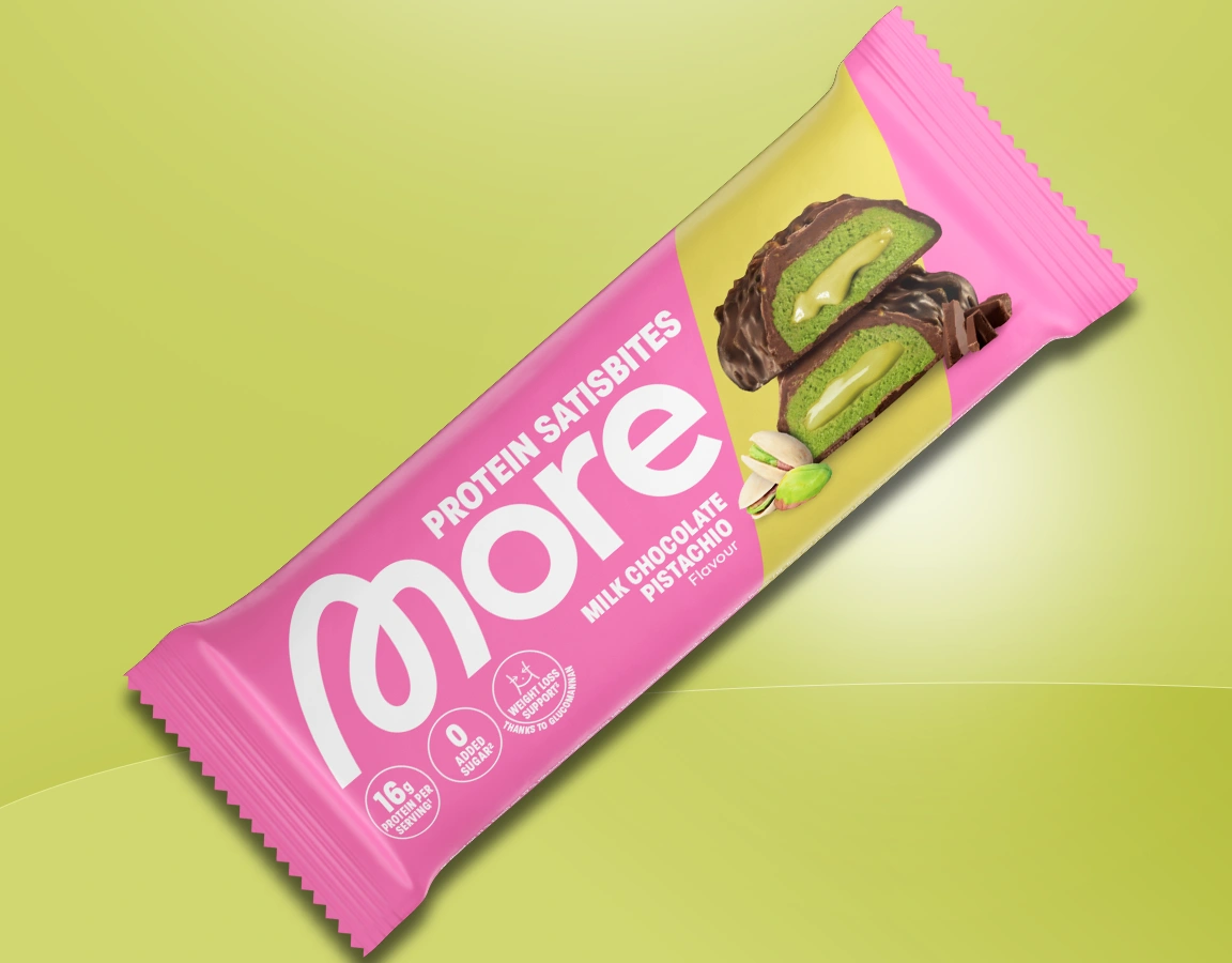 More Protein Satisbites "Milky Chocolate Pistachio" Produktbild.