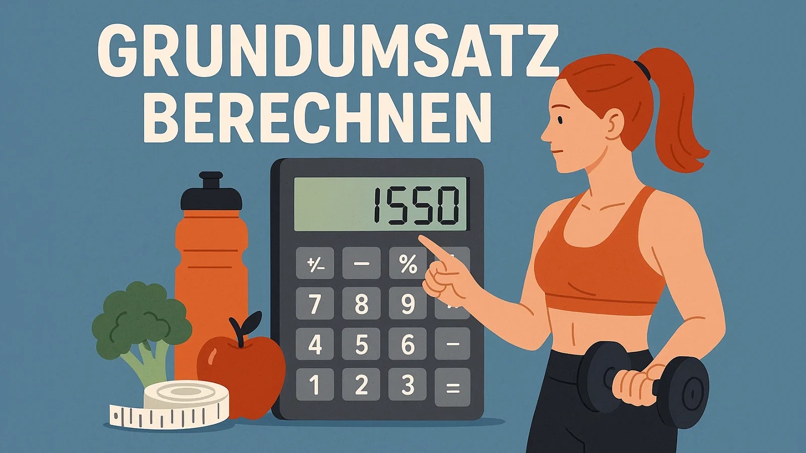 Zeichnung von einer Frau, die ihren Grundumsatz berechnet hat.