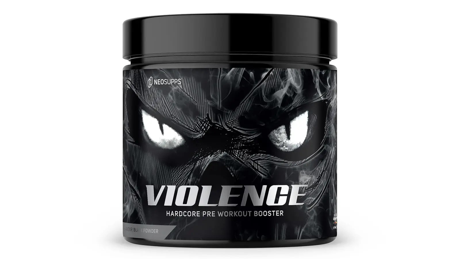 Neosupps Violence Booster im Review. Bild von einem Neosupps Violence Booster mit Black Powder Geschmack.