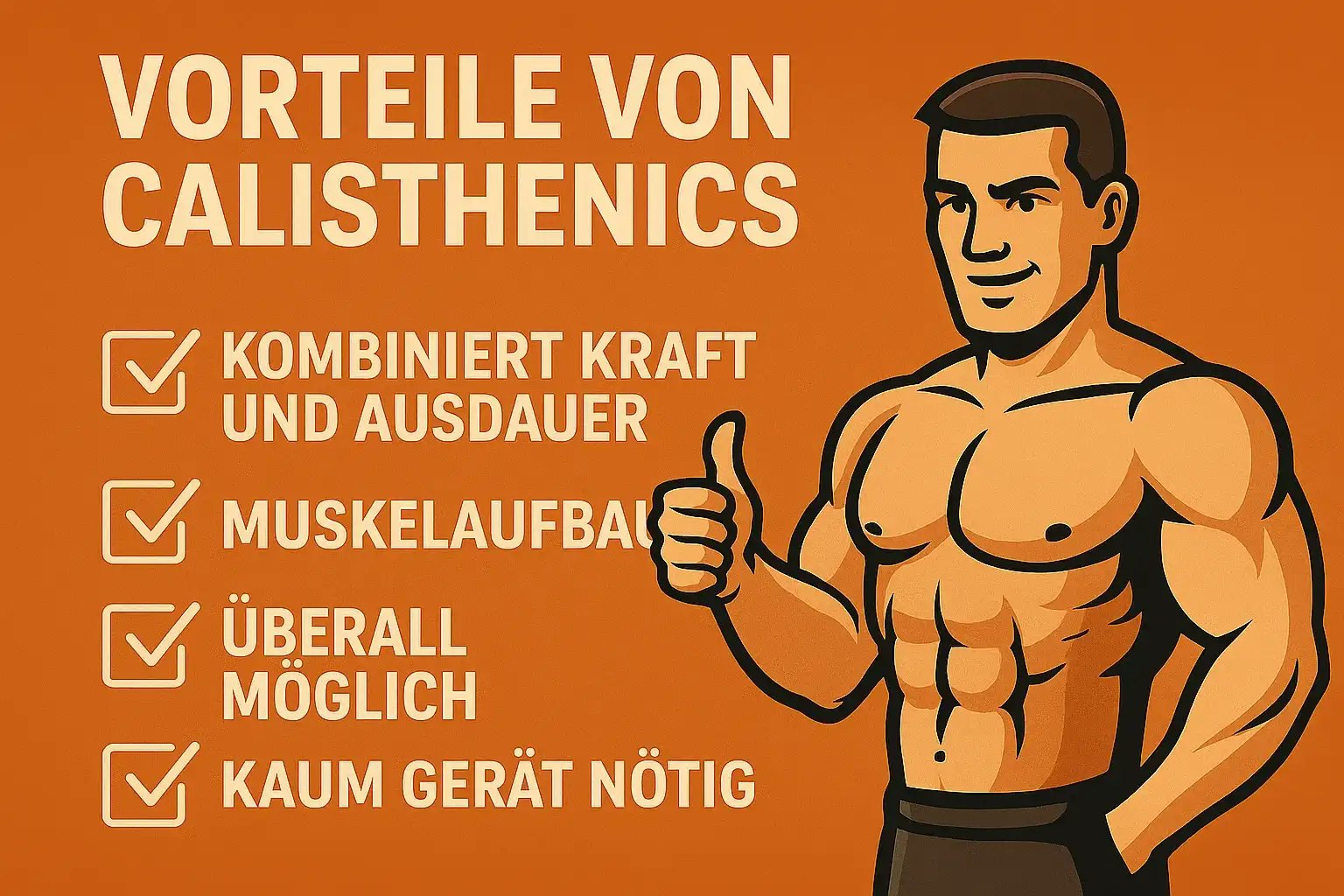 Eine gezeichnete Darstellung, welche die Vorteile von Calisthenics zeigt.