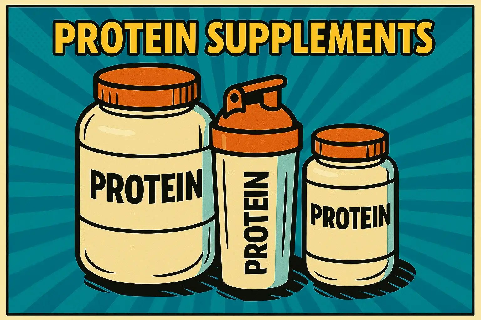 Zeichnung von Supplements mit Proteinen.