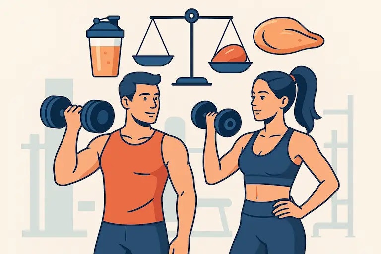 Vektorgrafik von Mann und Frau beim Sport machen