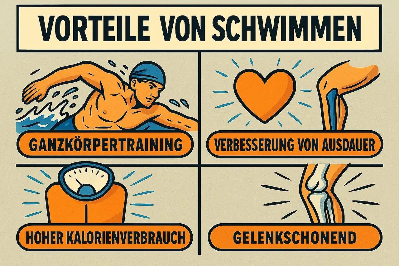Darstellung der Vorteile von Schwimmen.