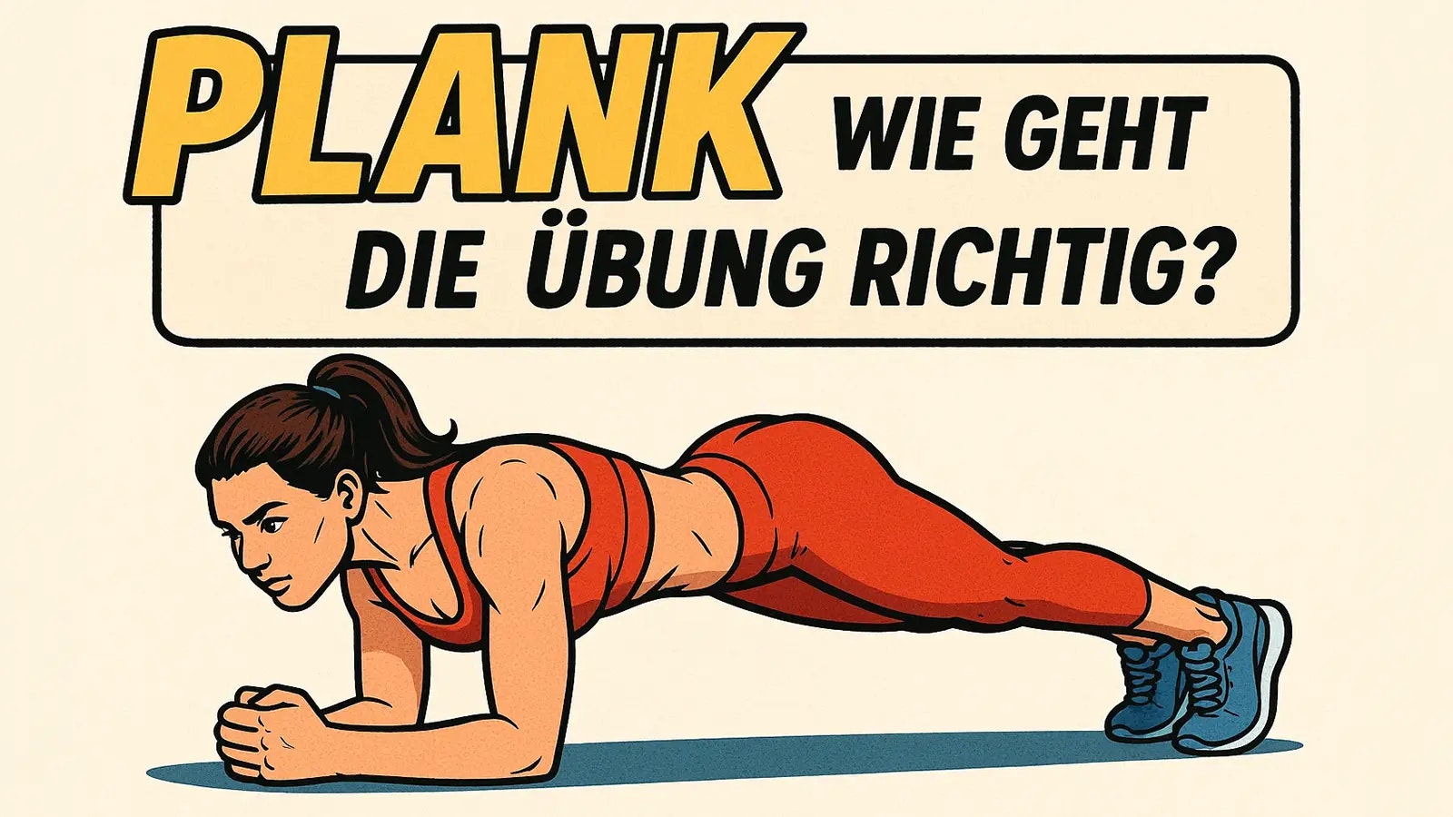 Zeichnung einer Frau, welche die Plank Übung macht.