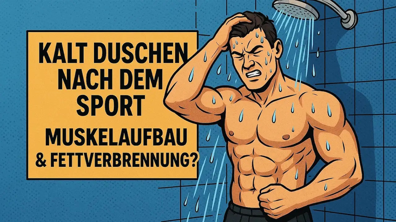 Zeichnung eines Mannes unter einer kalten Dusche.