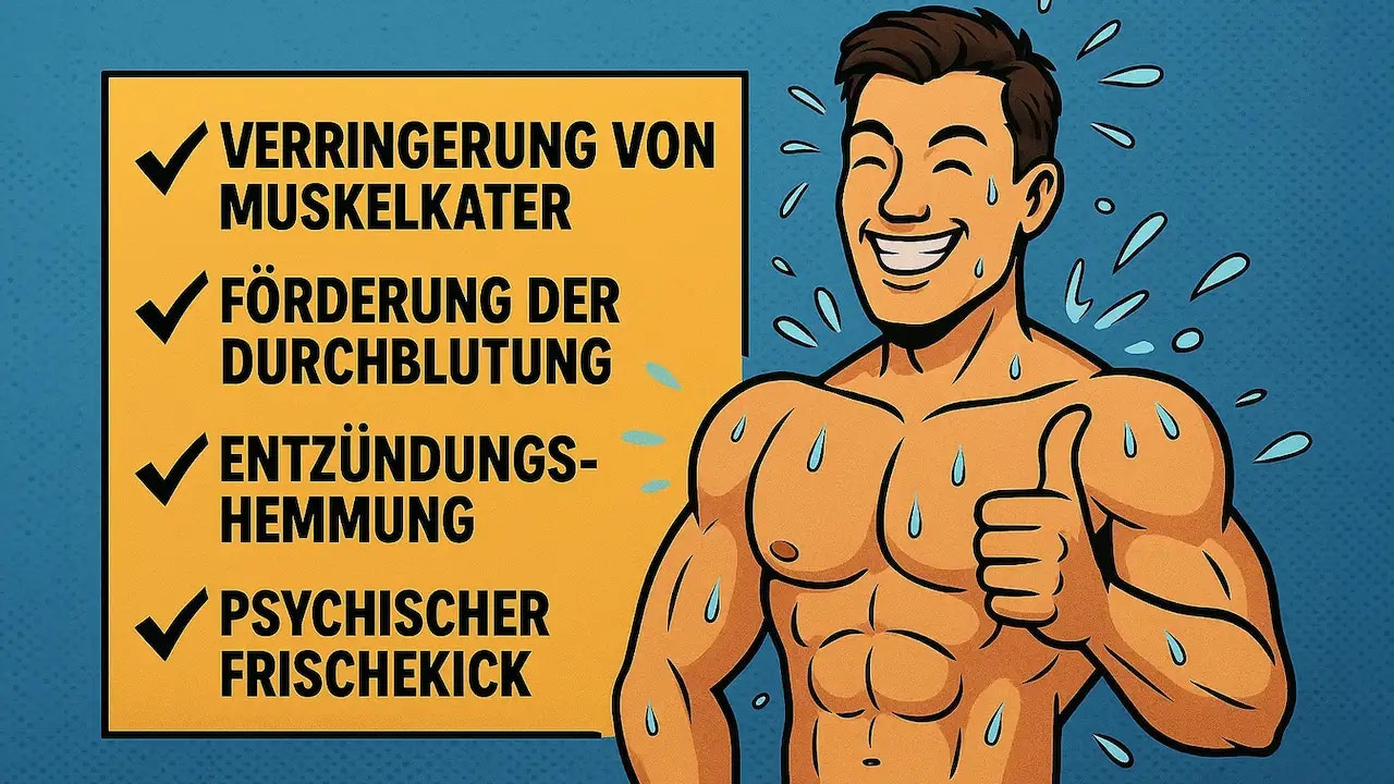 Darstellung der Vorteile einer kalten Dusche.