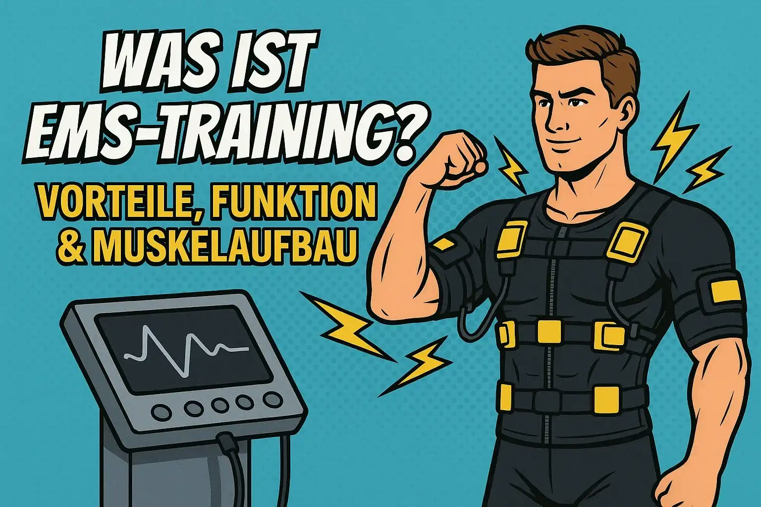 Comic Darstellung von einem Mann beim EMS-Training.
