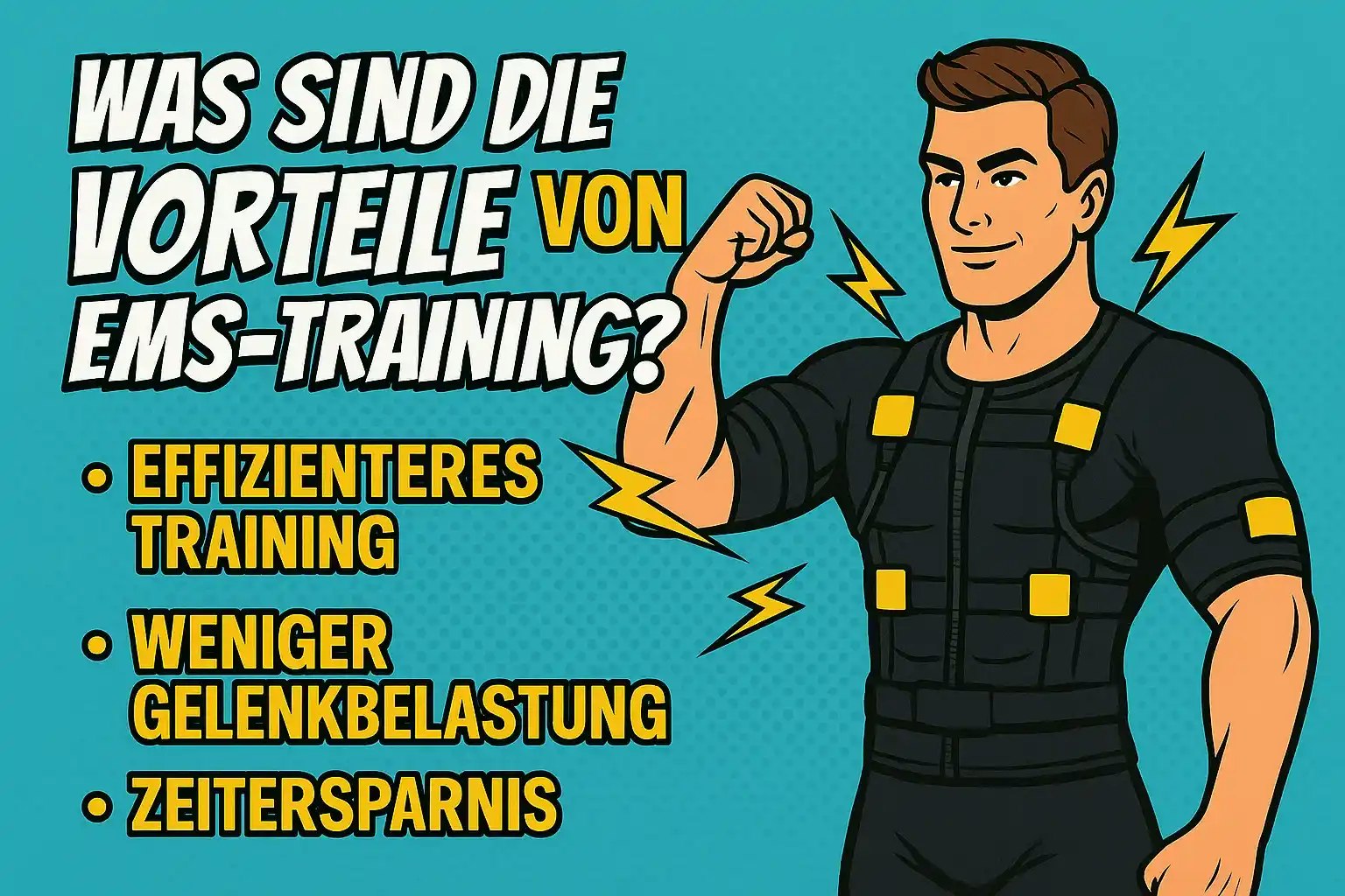 Comic Darstellung von einem Mann beim EMS-Training.