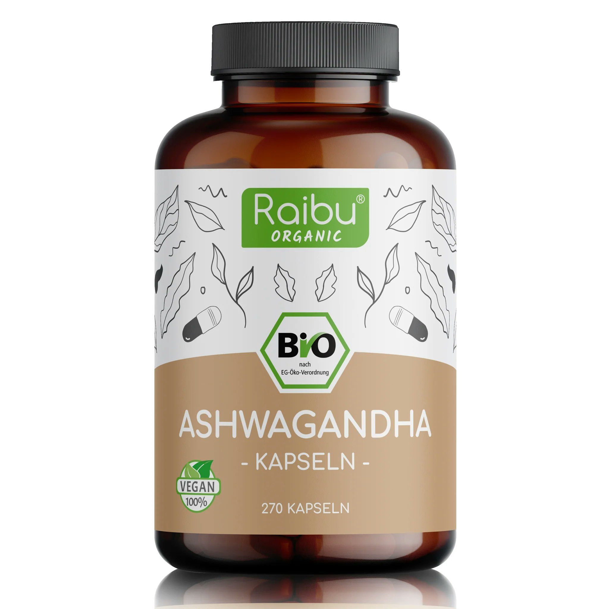 Bild von den Ashwagandha Kapseln von Raibu