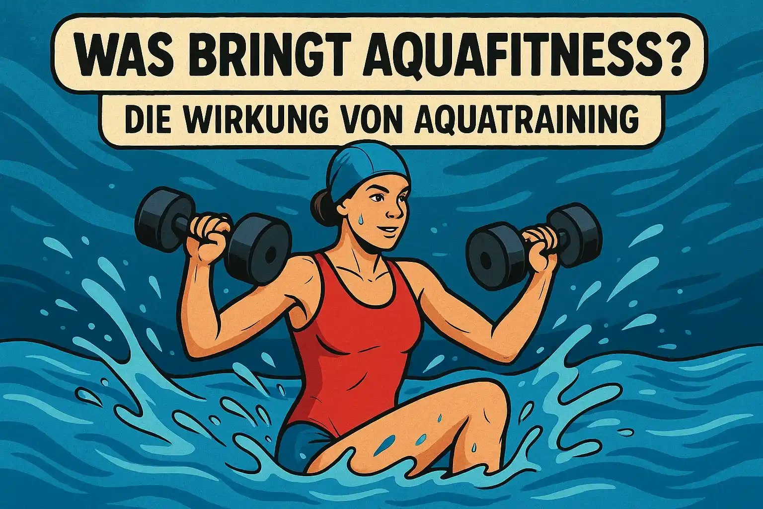 Zeichnung von einer Frau beim Aquatraining.