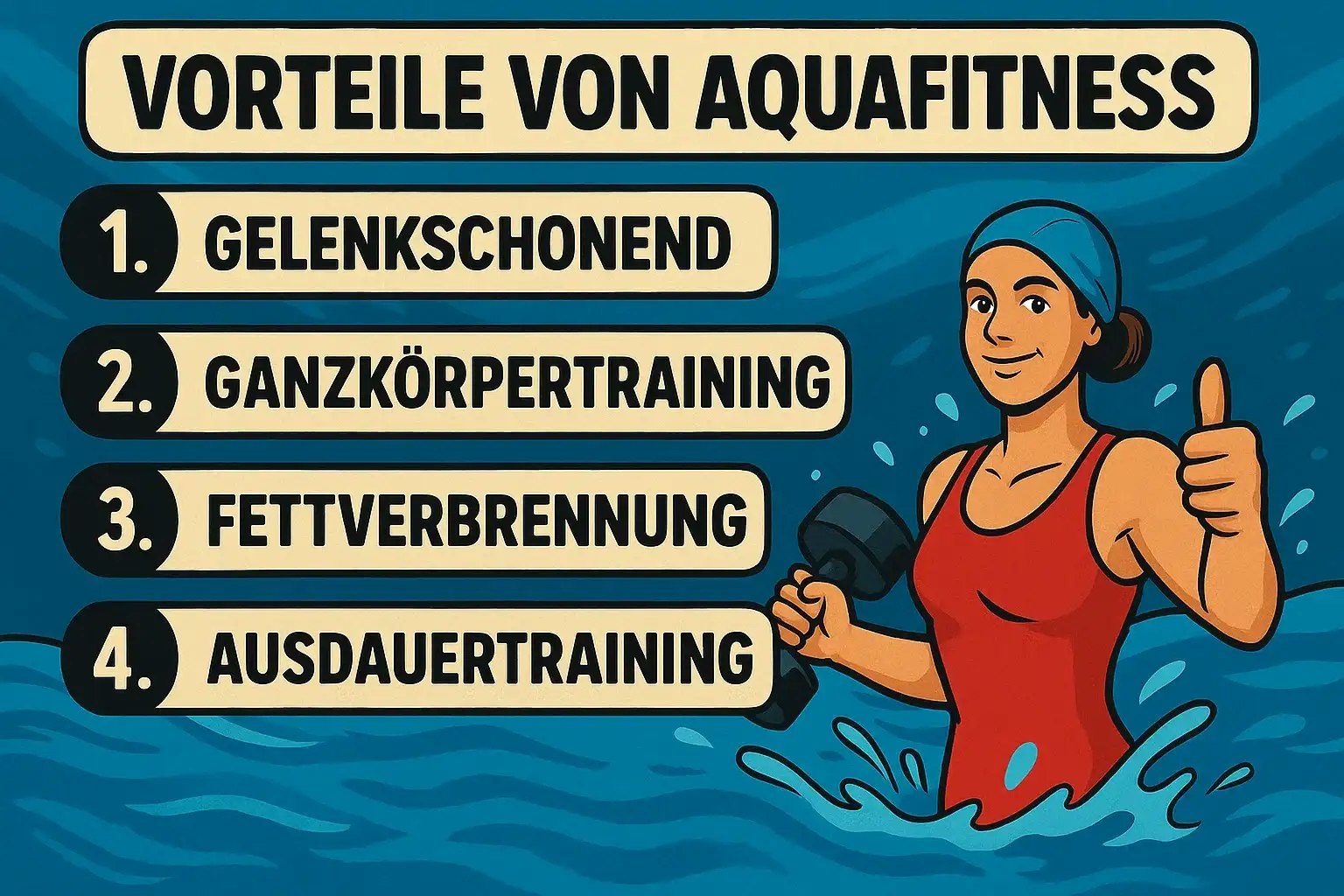 Darstellung der Vorteile von Aquafitness.