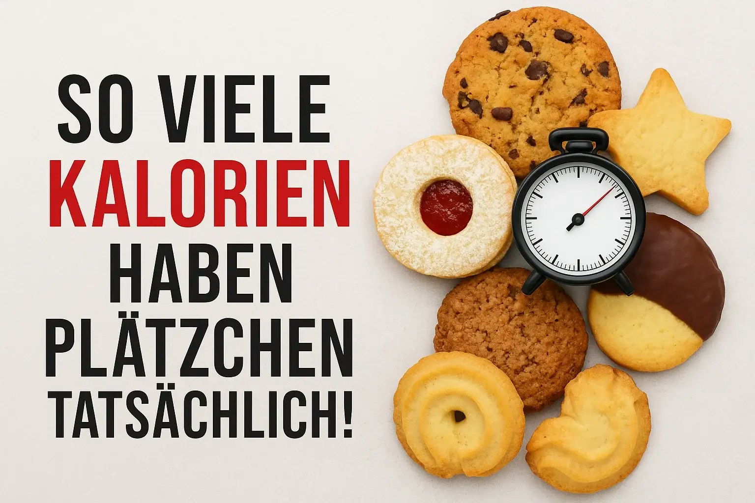 Bild von verschiedenen Plätzchen auf hellem Grund.