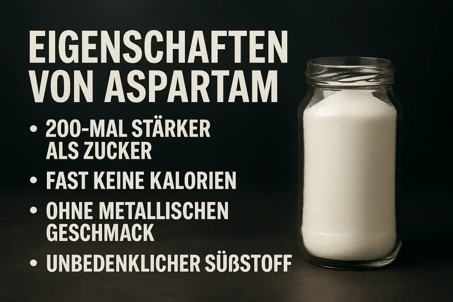 Darstellung der Eigenschaften von Aspartam.