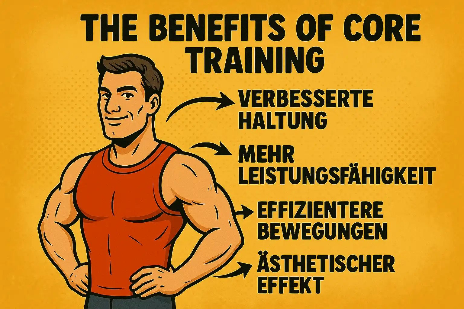 Gezeichnete Darstellung der Vorteile von Core Training.