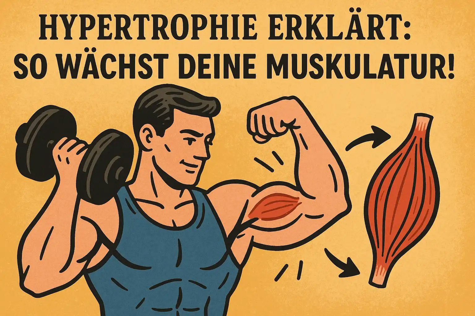 Zeichnung von einem Mann beim Muskelaufbau.