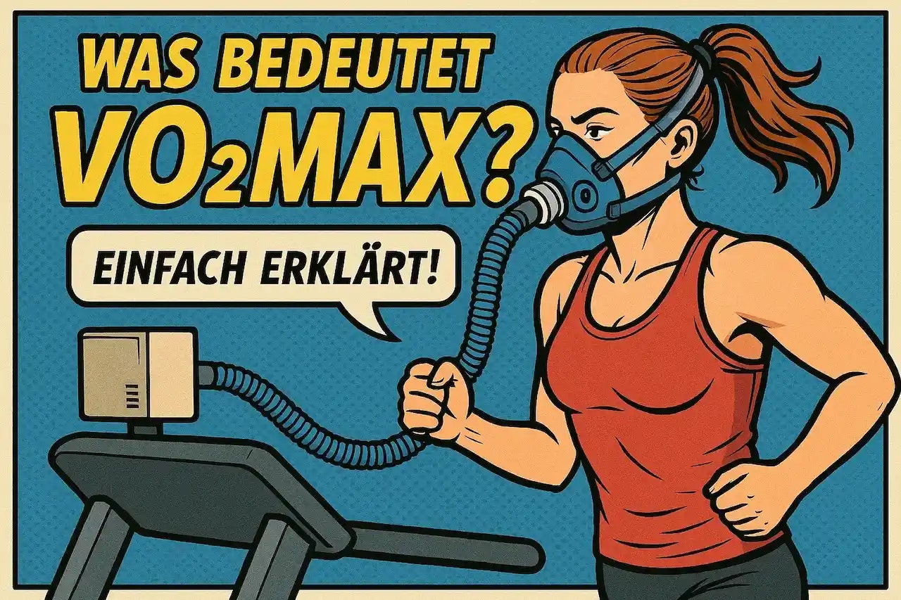 Zeichnung einer Frau, die ihre VO2-Max misst.