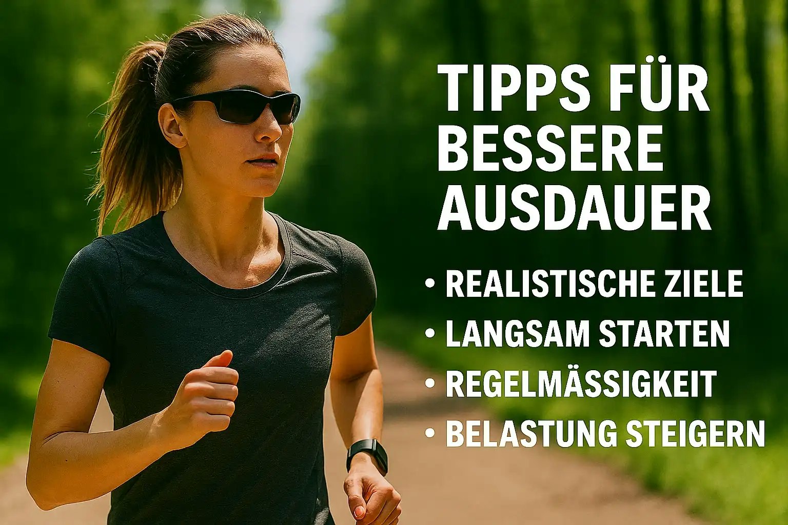 Bild von einer Frau beim Ausdauertraining im Wald.