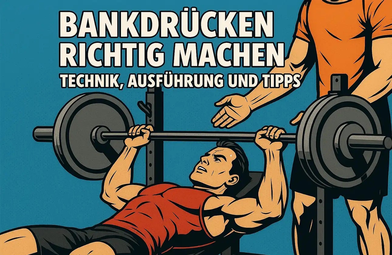 Zeichnung von einem Mann beim Bankdrücken.